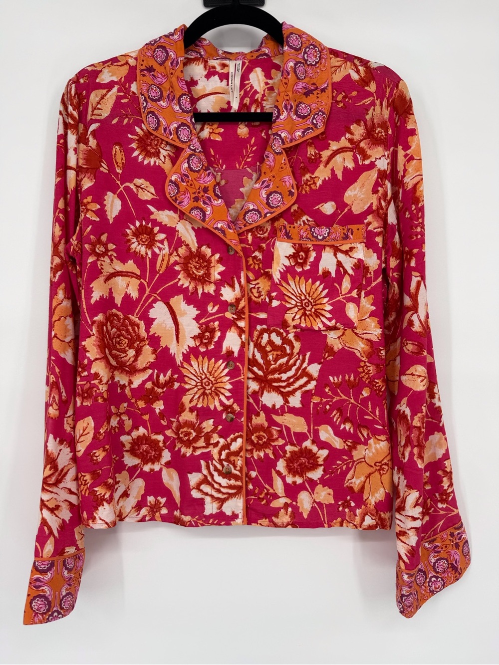Anthropologie Floral Pajama Top Small Lounge Button Up Boho Cottagecore Feminine